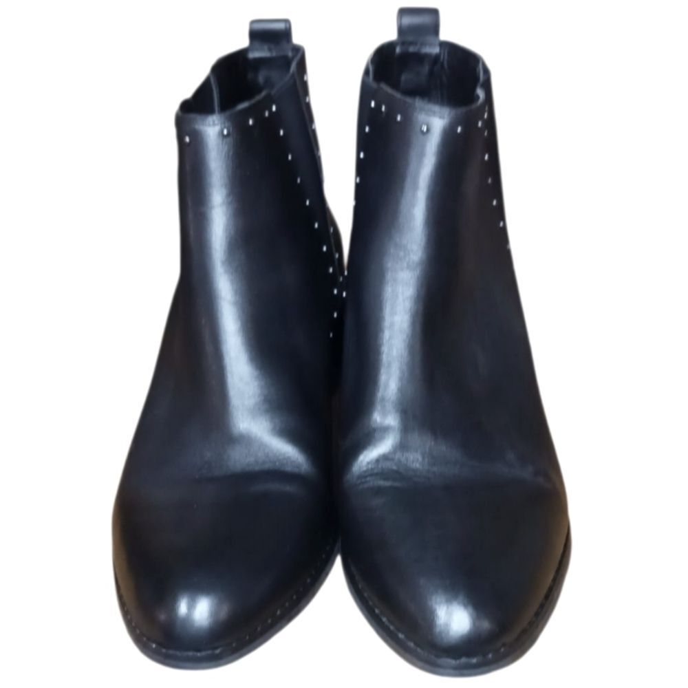 Women's Leather Ankle Boots Studded Black 11